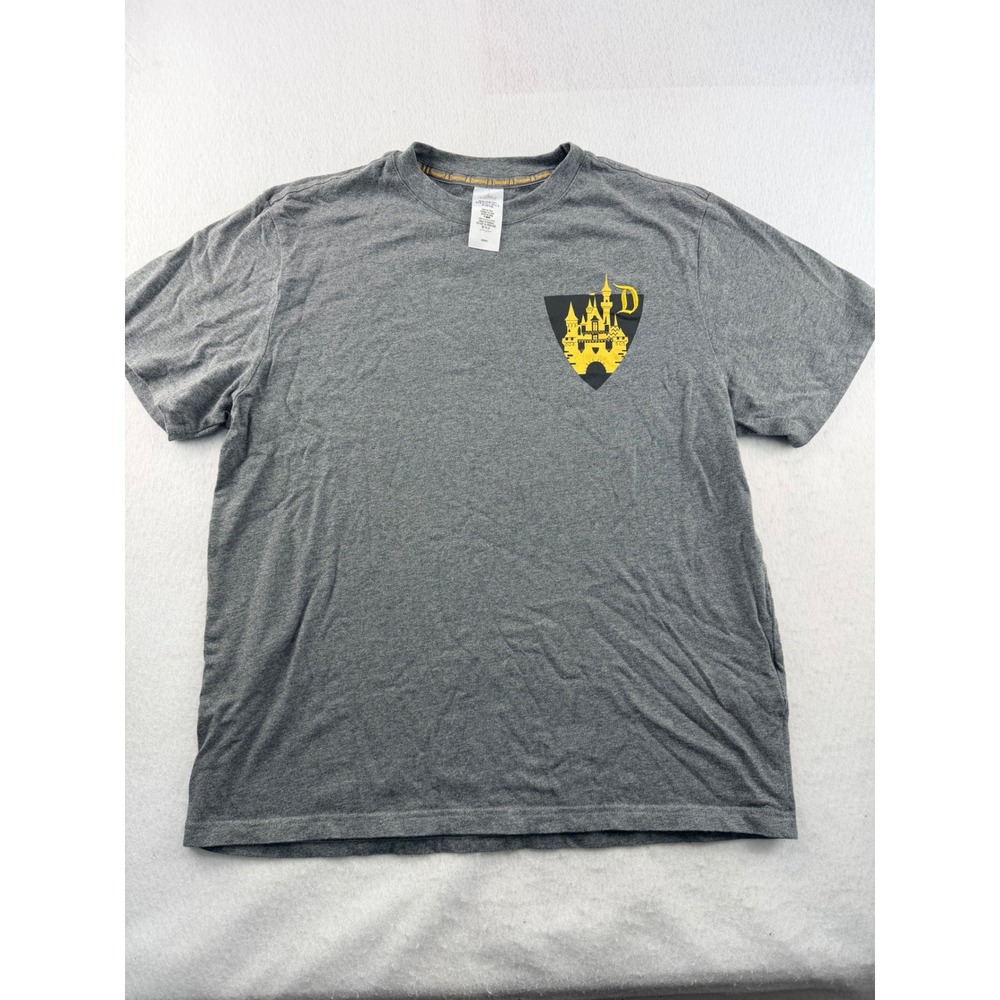 Disney Parks Disneyland Castle Shield Embroidered Logo Gray T-Shirt Large